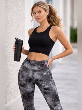 adidas Black Racerback Crop Sports Bra Top